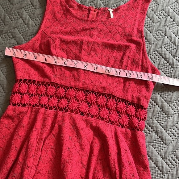 Free People : Red Lace Daisy Flare Dress - 4 - Picture 11 of 13